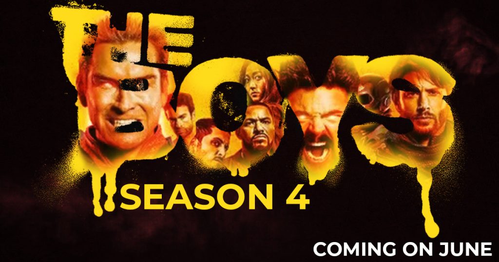 the boys season 4 coming out poster with the text overlap image