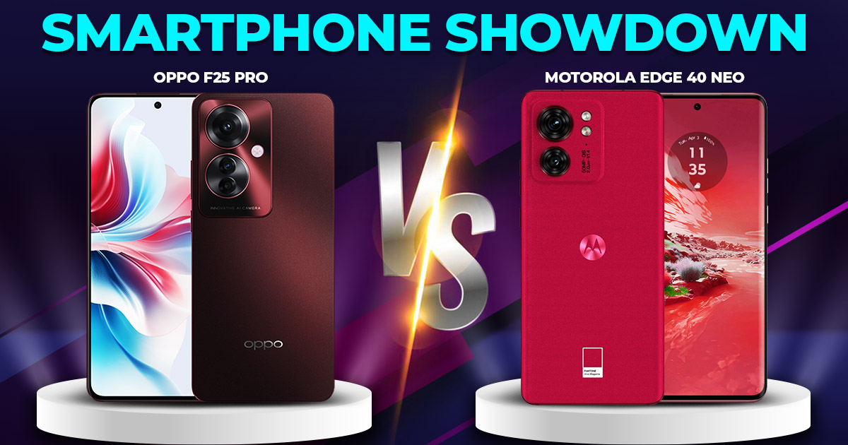 motorola edge 40 neo vs oppo f25 pro smartphone showdown poster