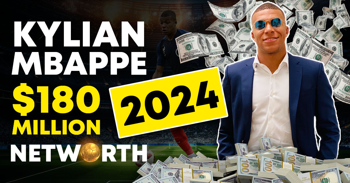 This image shows Kylian Mbappe's net worth with his picture
